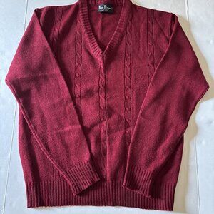 vintage bud burma Burgundy V-neck Sweater Size XL